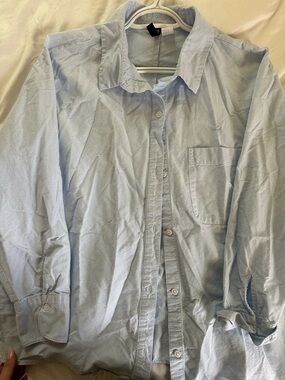 Divided Light Blue Striped Button-Down Shirt